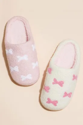 3D Little Ribbons Home Slippers - Pink or White