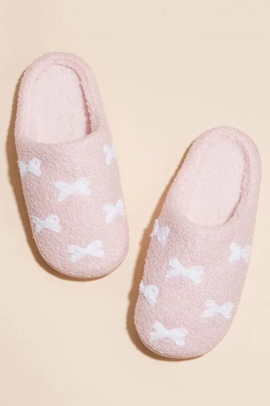 3D Little Ribbons Home Slippers - Pink or White