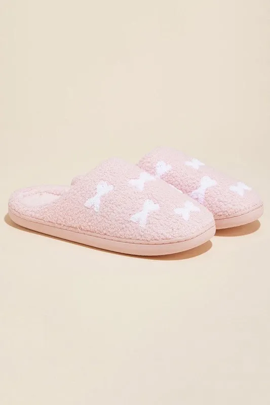 3D Little Ribbons Home Slippers - Pink or White