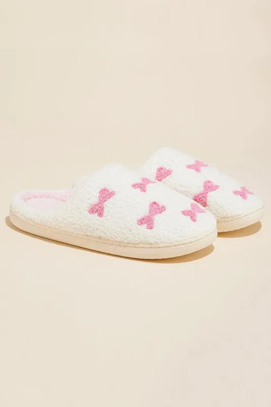 3D Little Ribbons Home Slippers - Pink or White