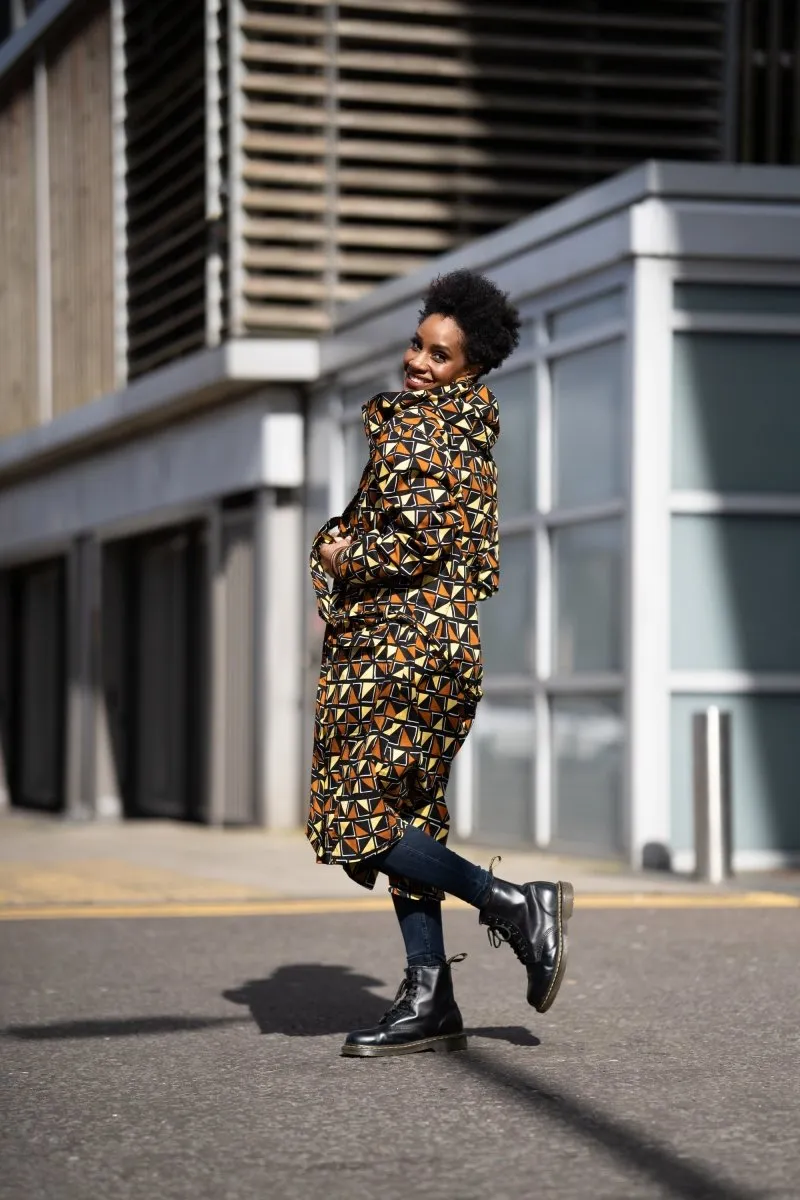 African Summer Parka In Earthy Mud Cloth