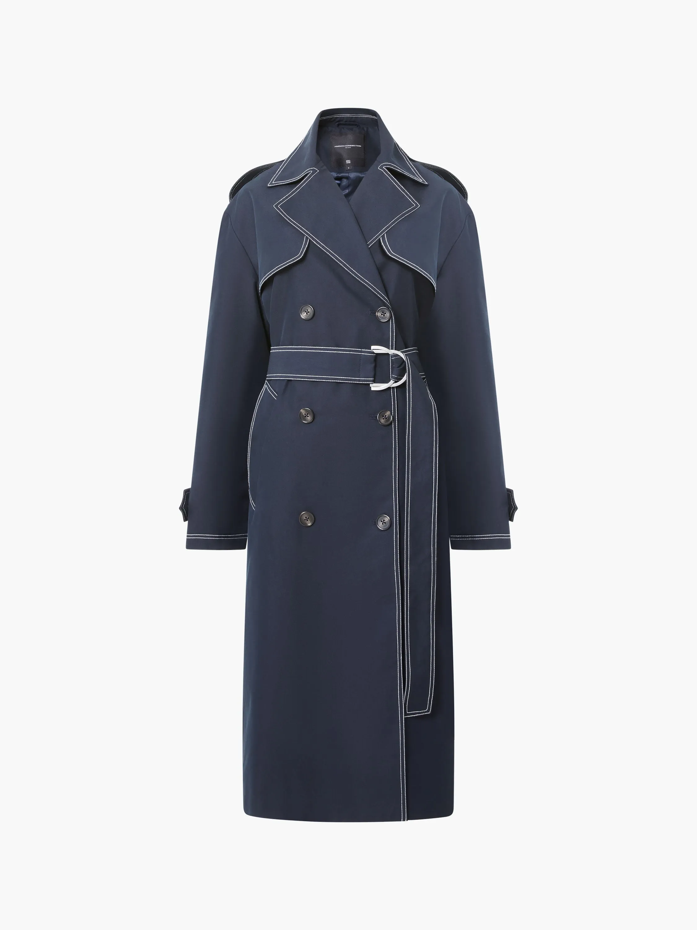 Afton Contrast Stitch Belted Trench Coat