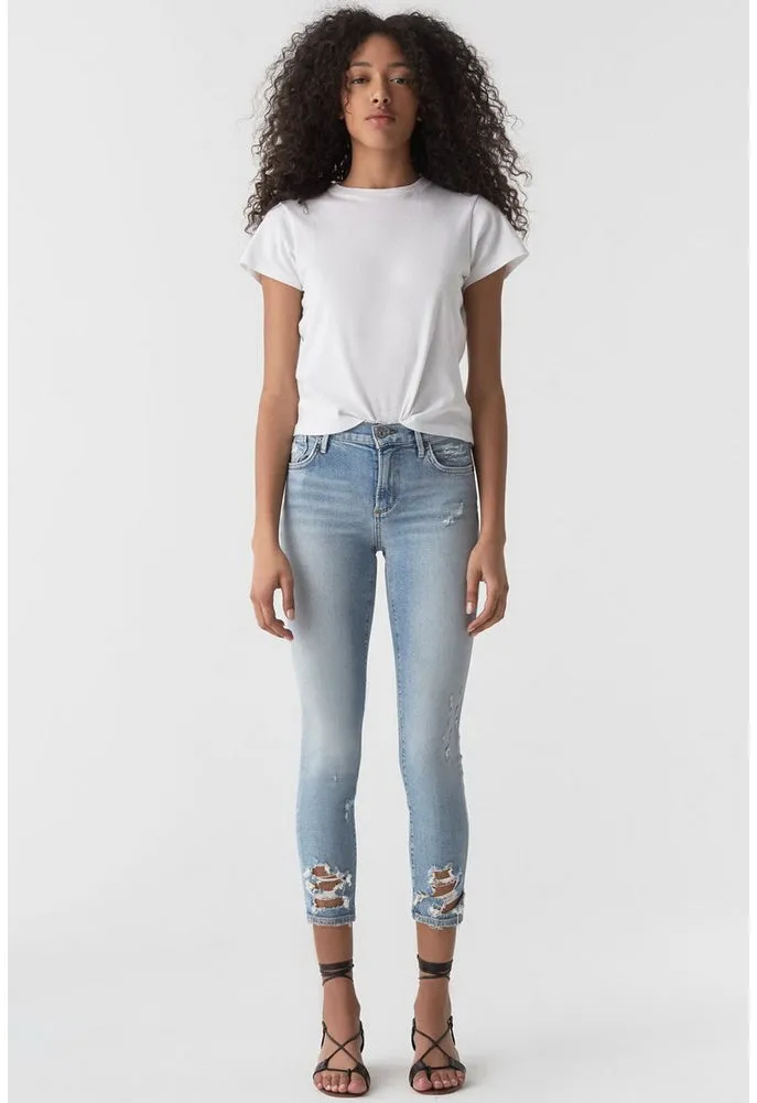 AGOLDE Sophie Crop Jean With Chewed Hem and Waistband