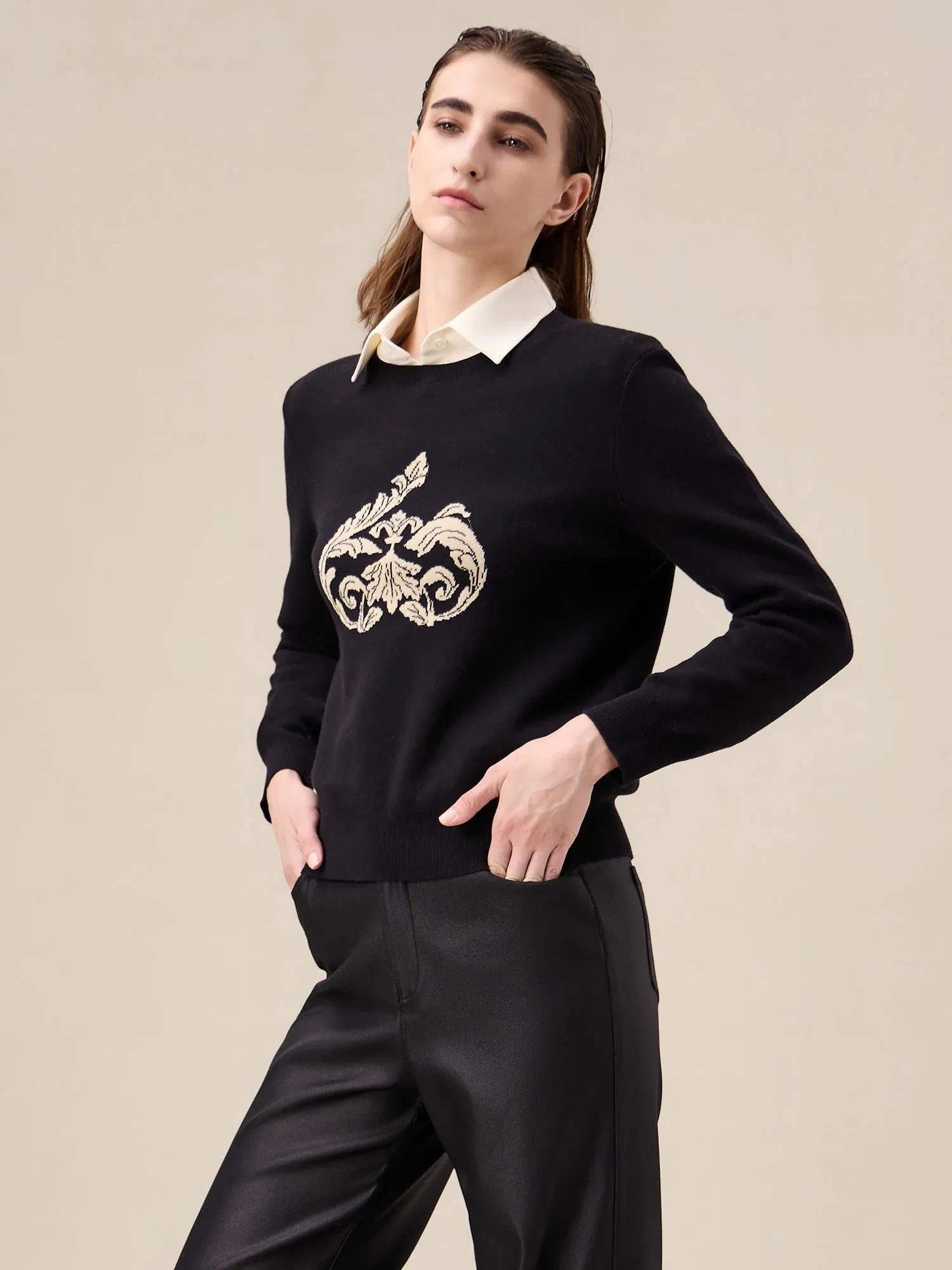 Amoretu Brand Patterned Sweater