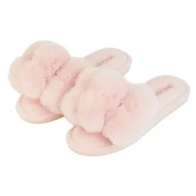 Annabel Trends Cosy Luxe Pom Pom Slippers Pink Quartz Medium to Large