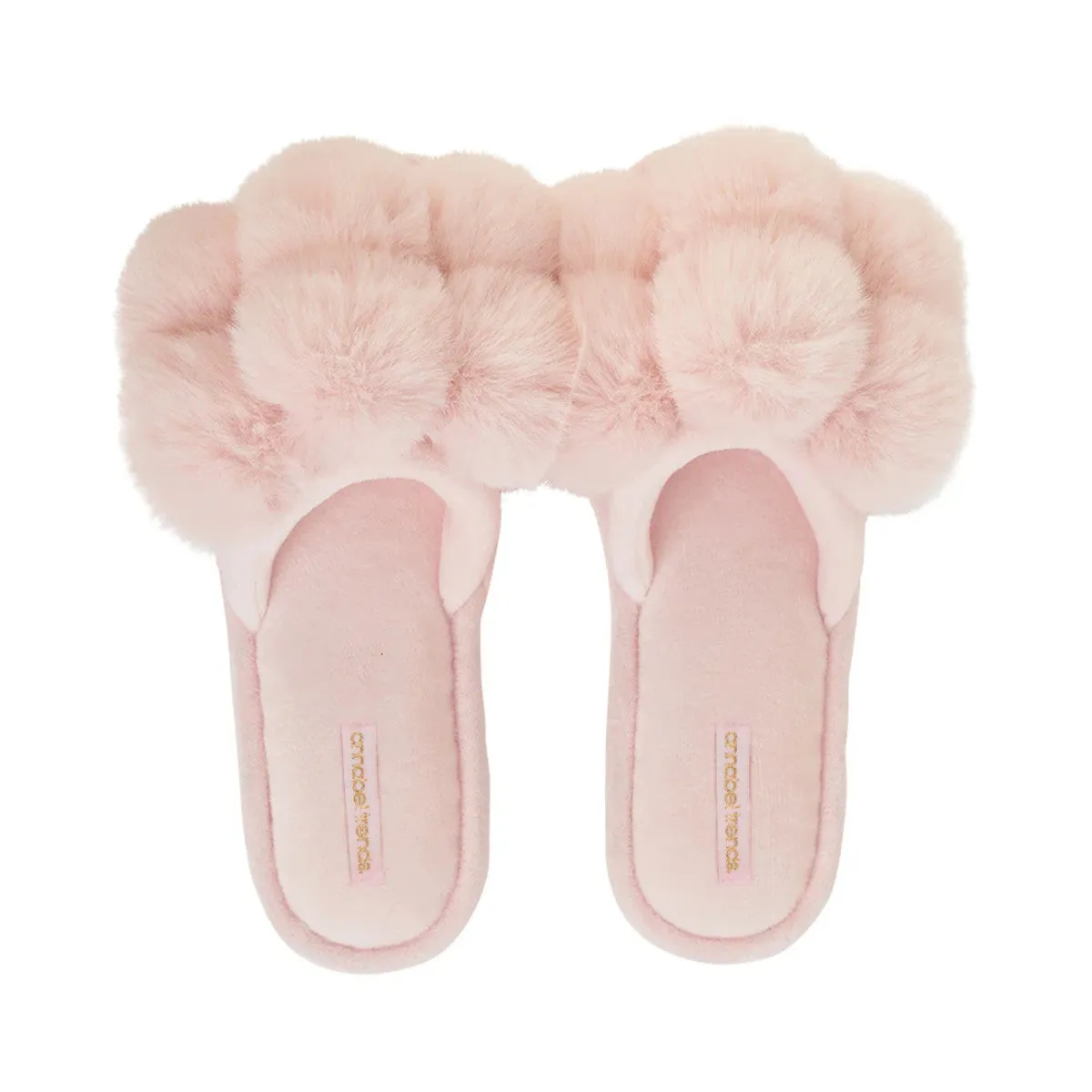 Annabel Trends Cosy Luxe Pom Pom Slippers Pink Quartz Medium to Large