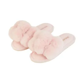 Annabel Trends Cosy Luxe Pom Pom Slippers Pink Quartz Small to Medium