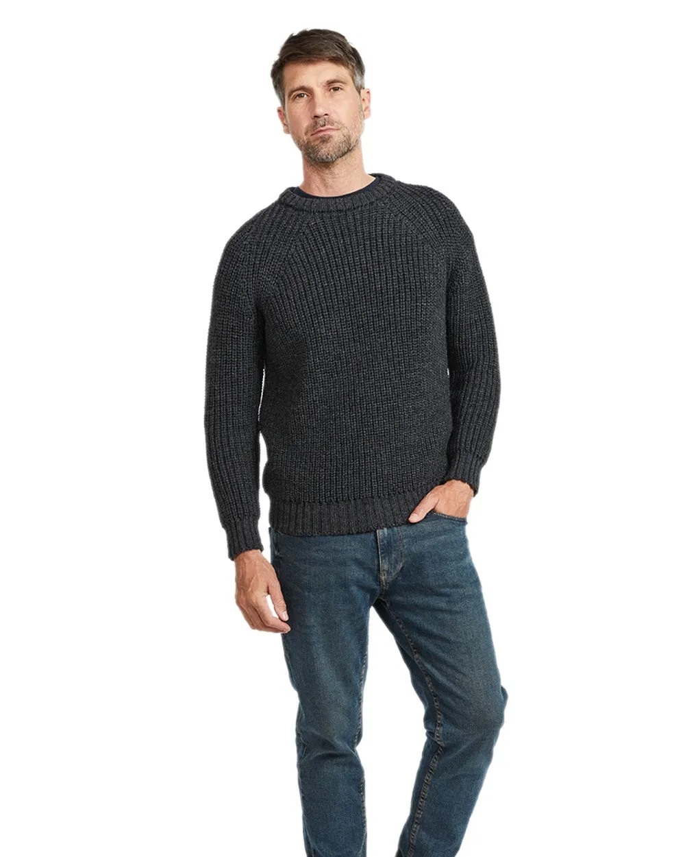 Aran Mens Fisherman Raglan Crew Sweater