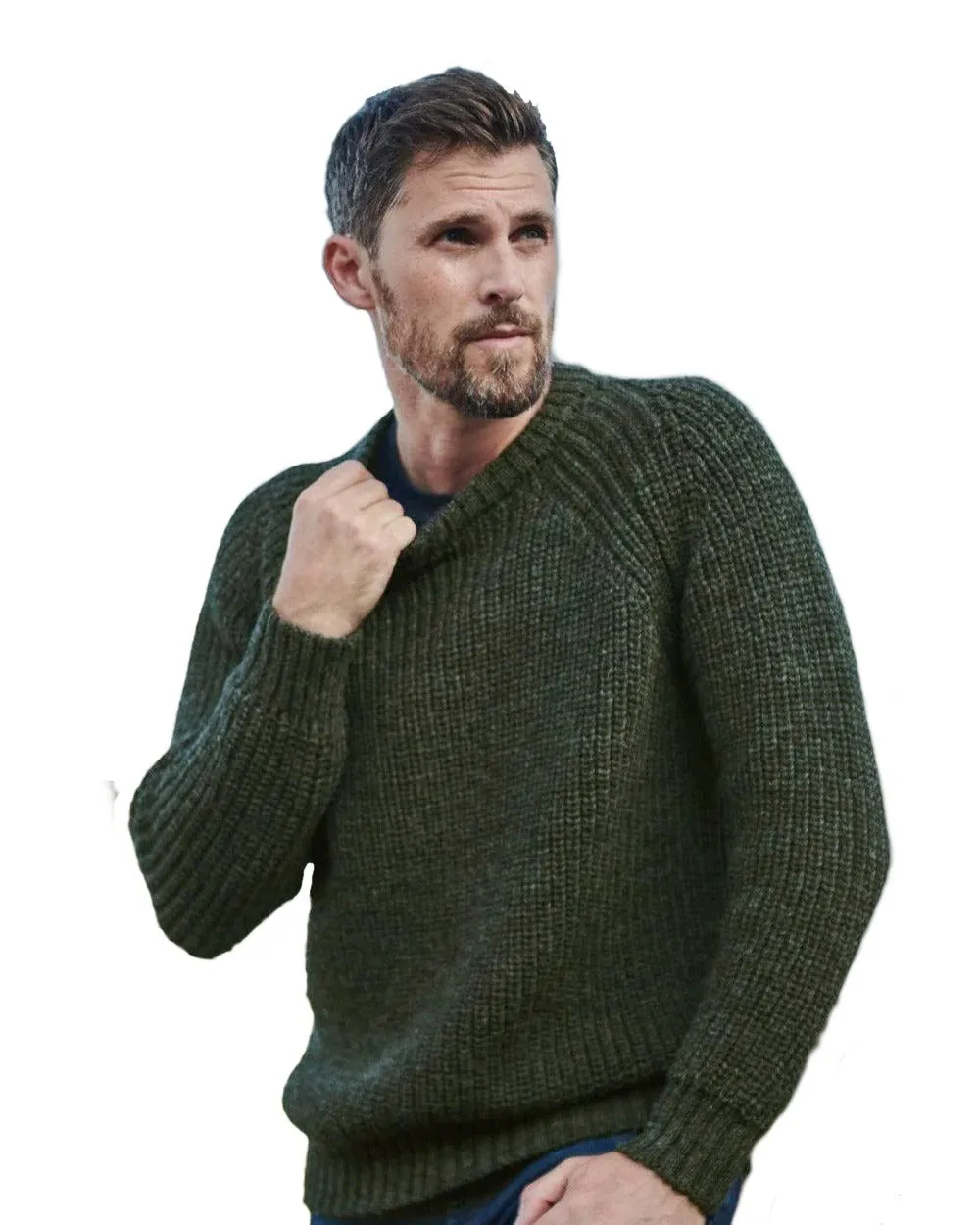 Aran Mens Fisherman Raglan Crew Sweater