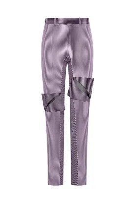 Arianne Elmy STRETCH PURPLE AND BLACK STRIPED DANCE PANTS