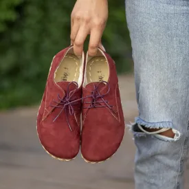 Barefoot Oxford Shoes Women - Laced Burgundy