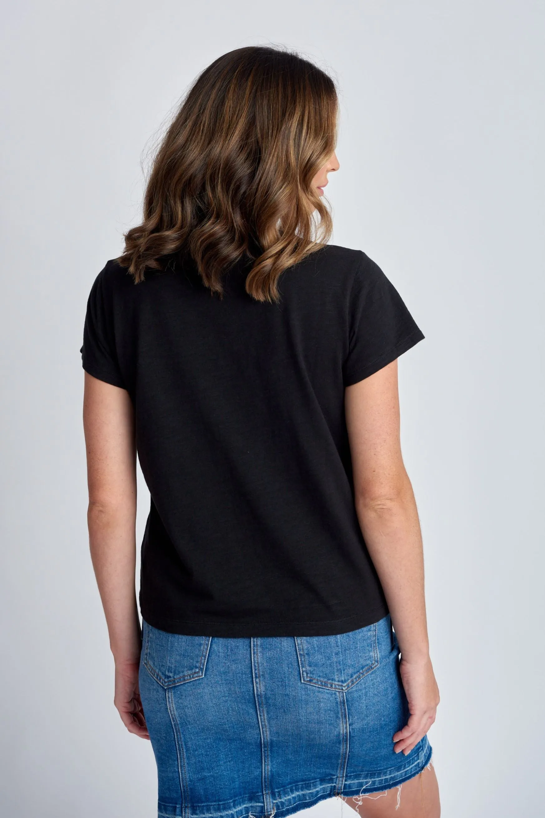 Basic Cotton Crew Neck Tee Black