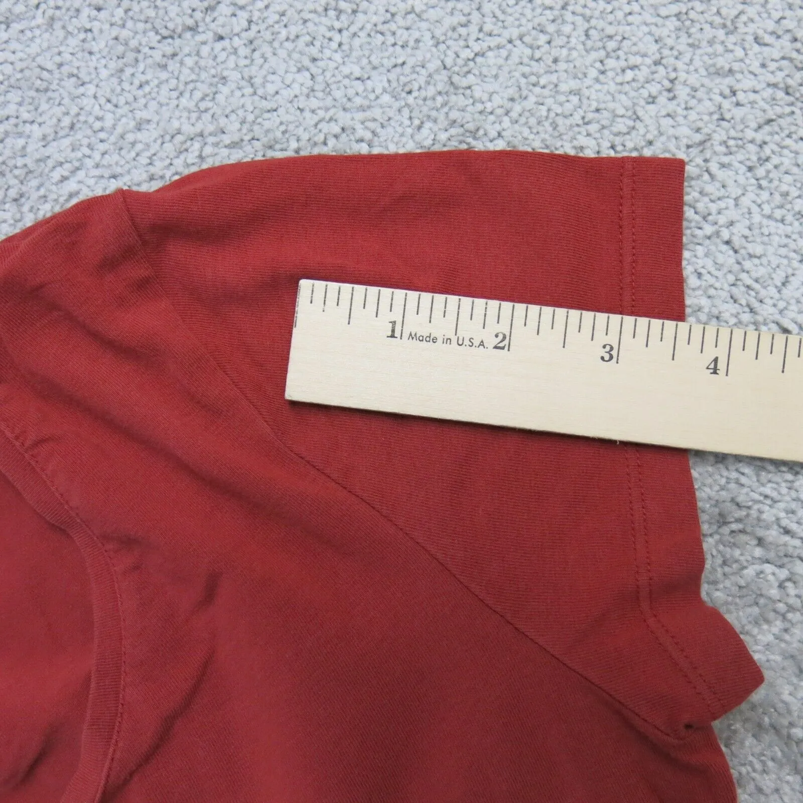 Basic H&M Womens Blouse Top Cap Sleeves Round Neck Solid Red Size Medium