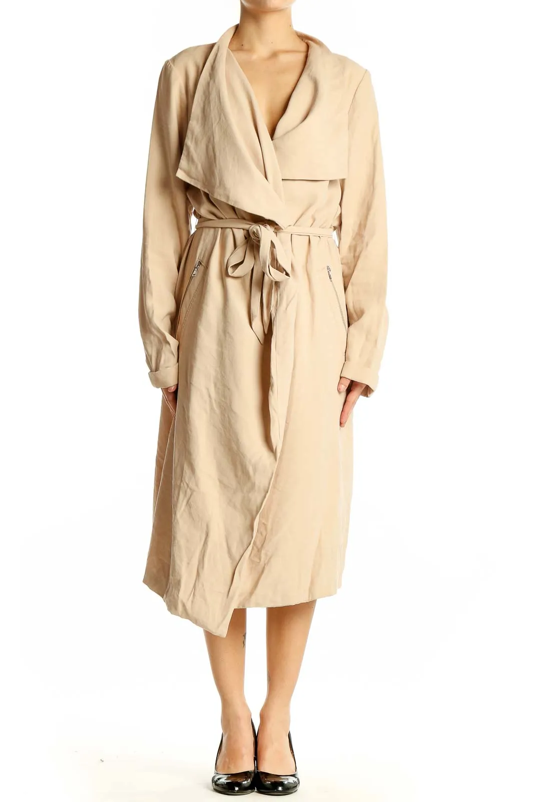 Beige Belted Trench Coat