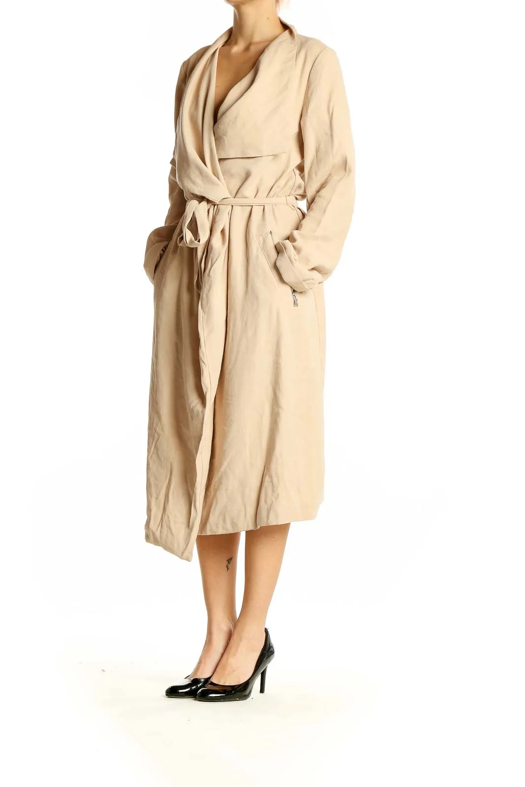 Beige Belted Trench Coat