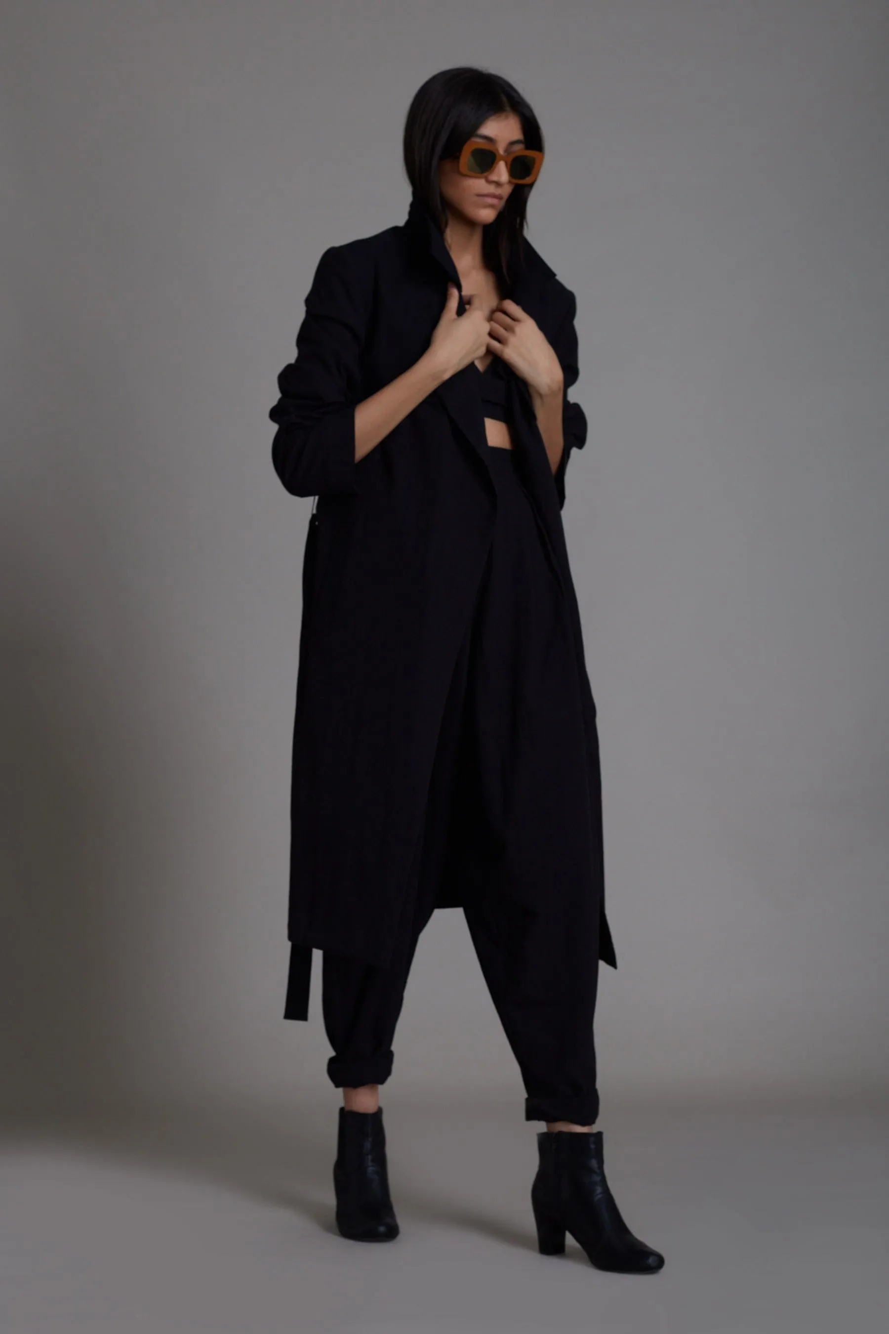 Black Milestone Trench Jacket