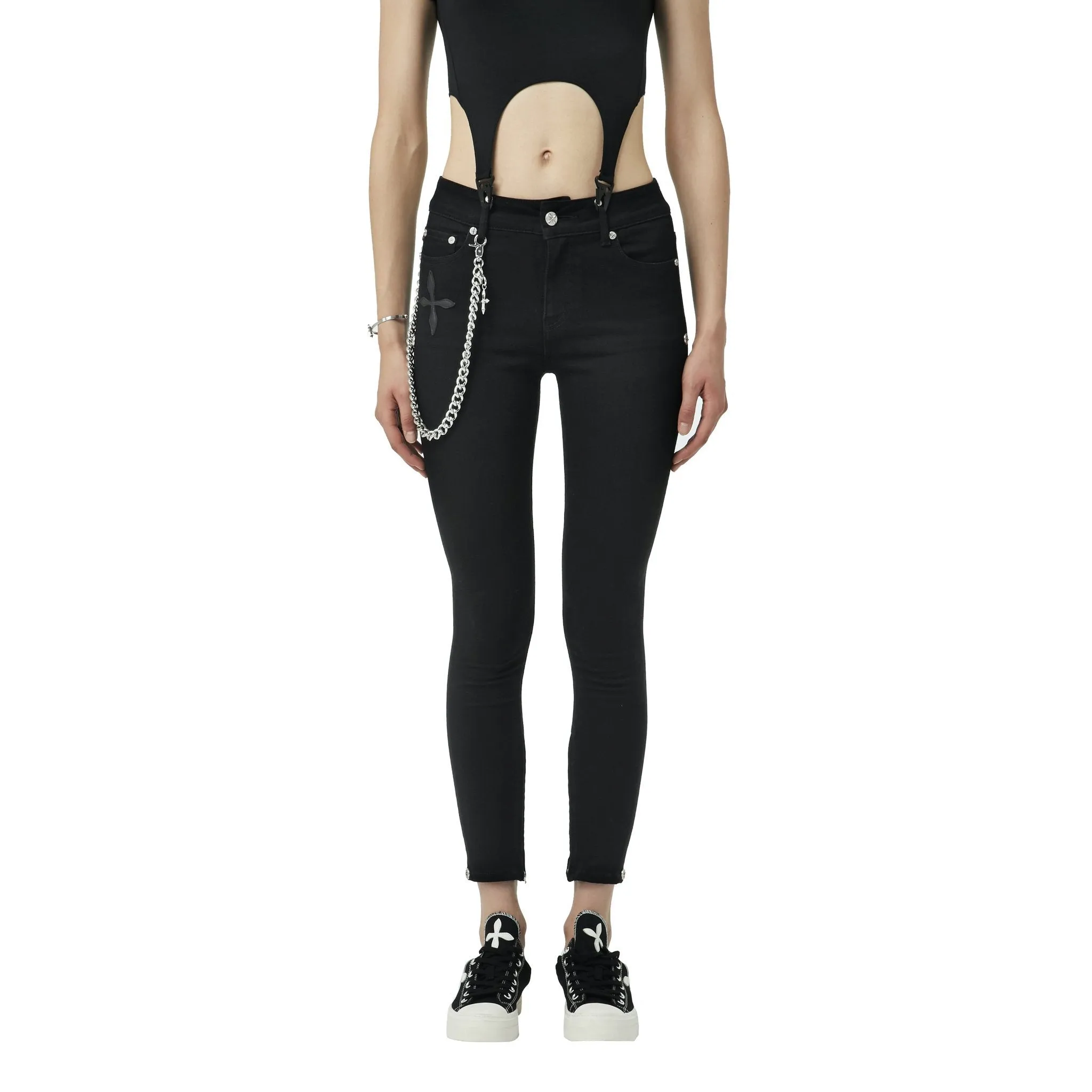 Black Permanent Biker Jeans