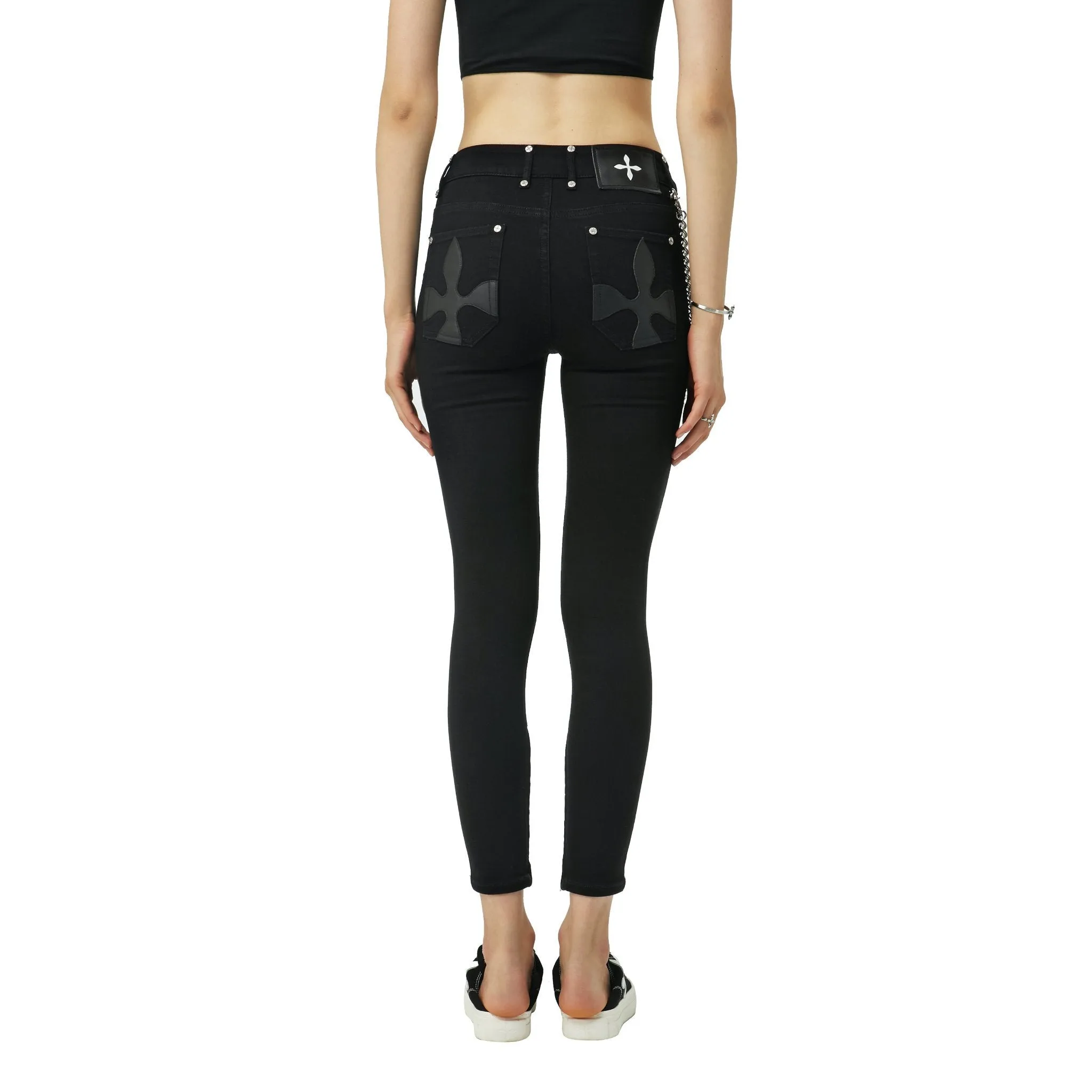 Black Permanent Biker Jeans