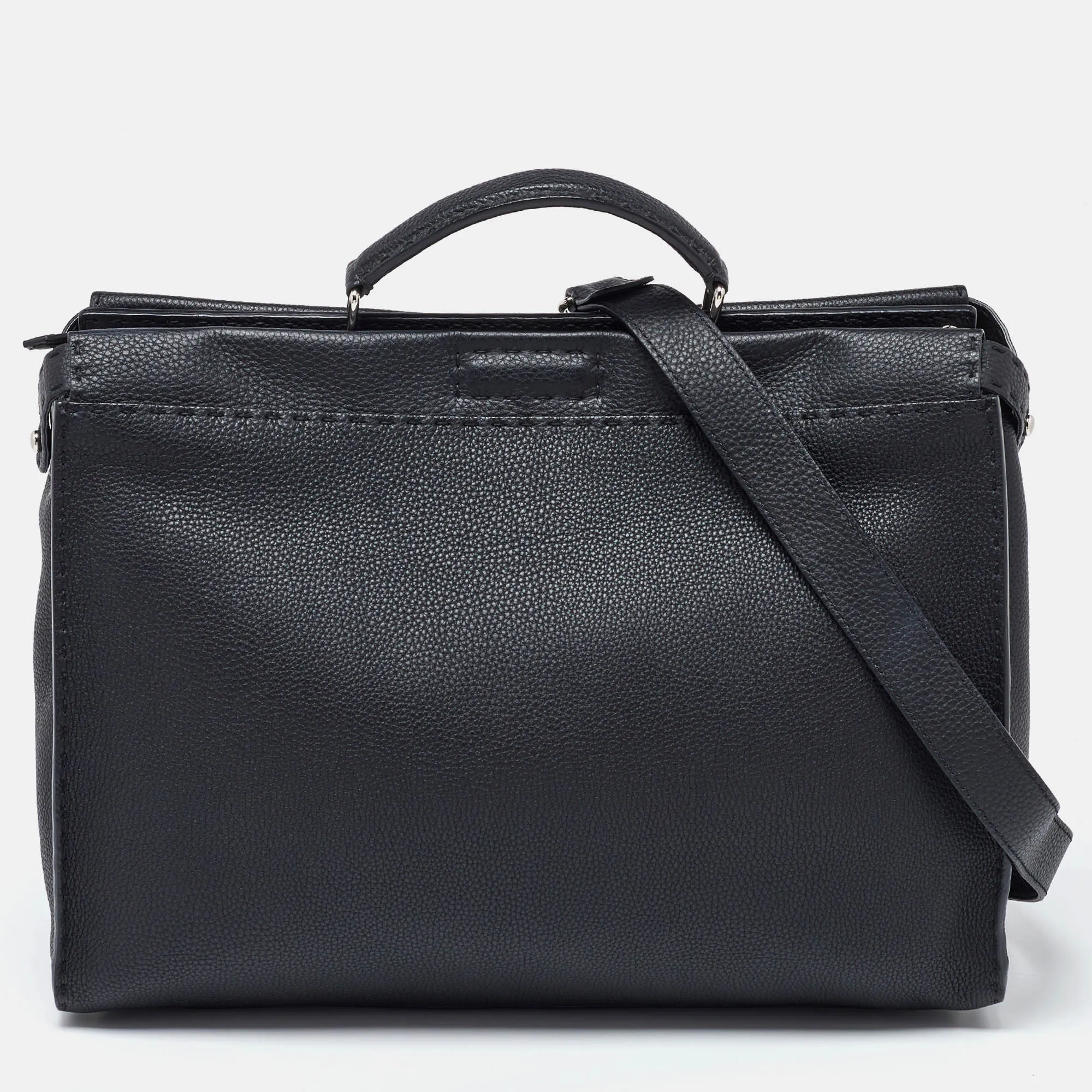 Black Romano Selleria Leather Peekaboo ISeeU Briefcase