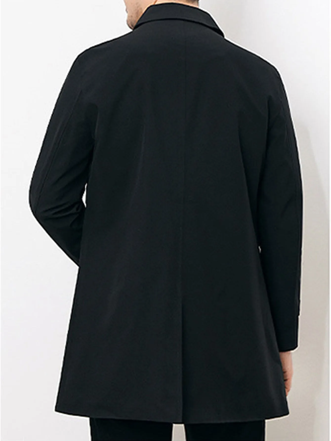 Black Single Breasted Button Front Trench Coat