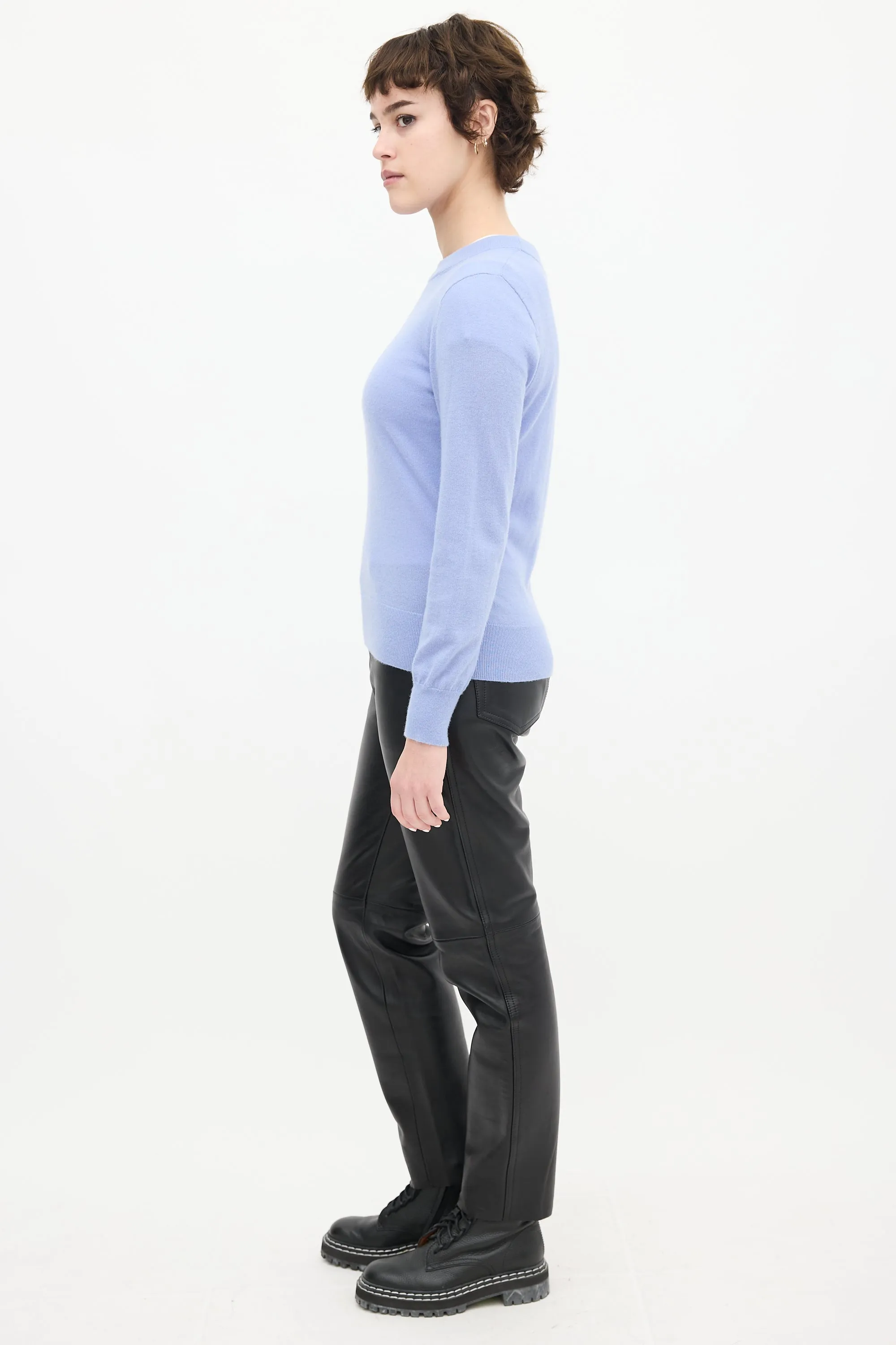 Blue Cashmere Round Neck Sweater