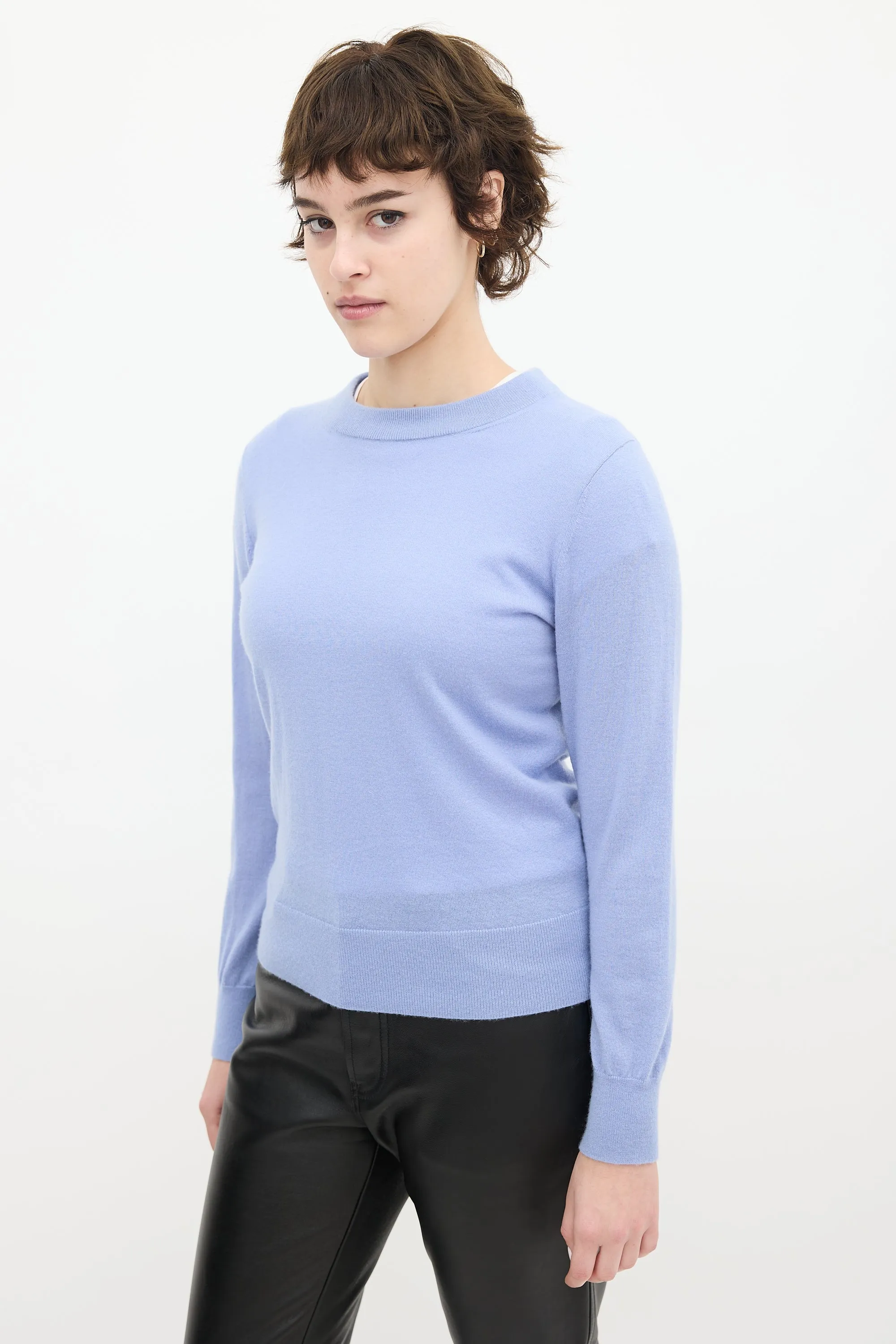 Blue Cashmere Round Neck Sweater