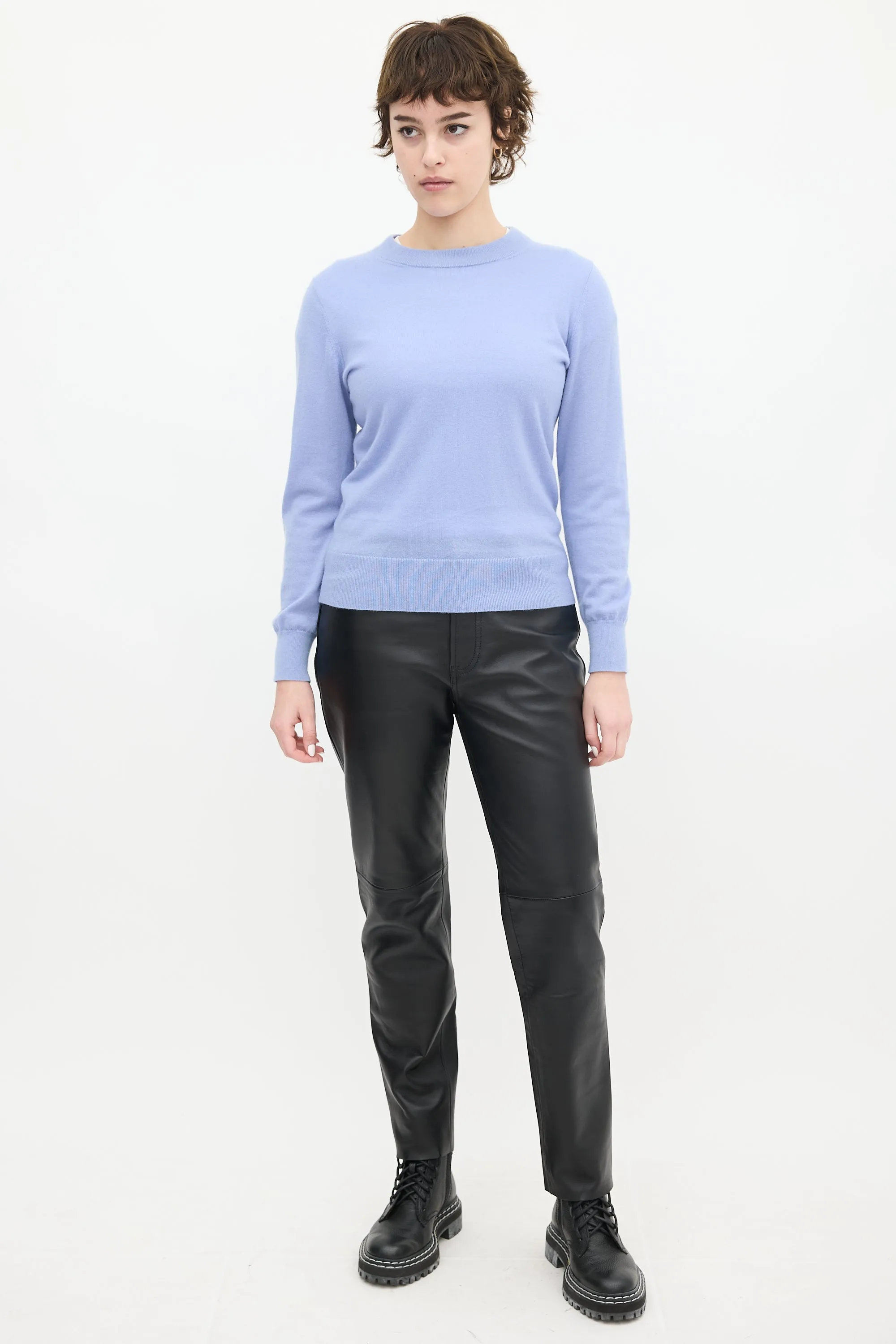 Blue Cashmere Round Neck Sweater