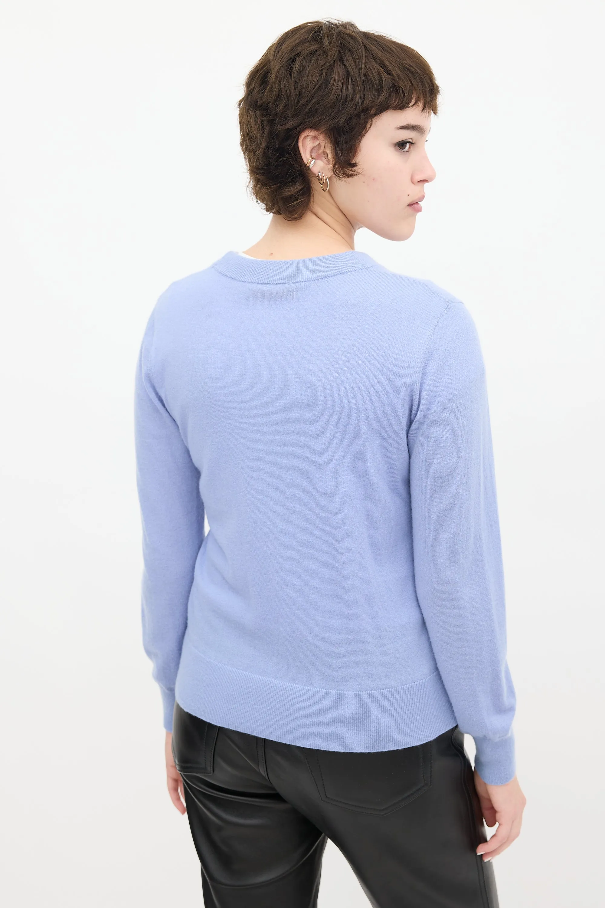 Blue Cashmere Round Neck Sweater