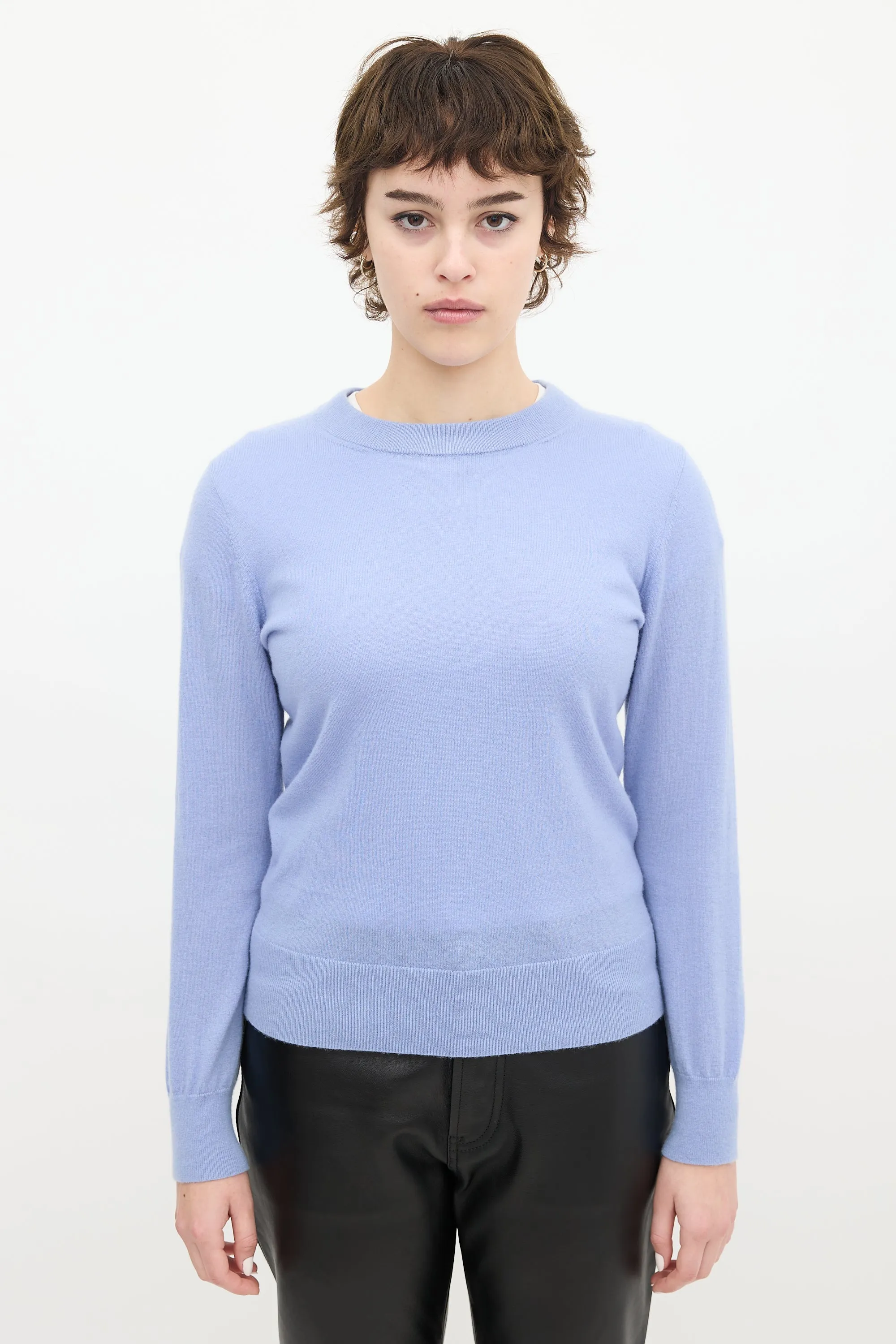 Blue Cashmere Round Neck Sweater