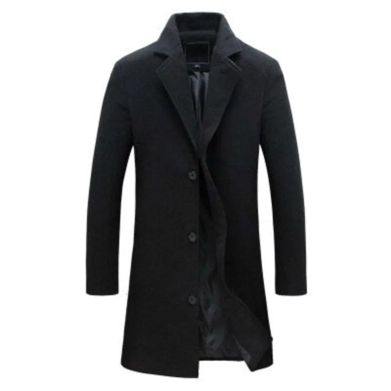 BRADFORD Design Collection Men's Fashion Royal Blue Premium Quality Long Wool Blend Solid Coat