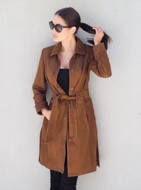 Bridgette Suede Trench Coat | Tan