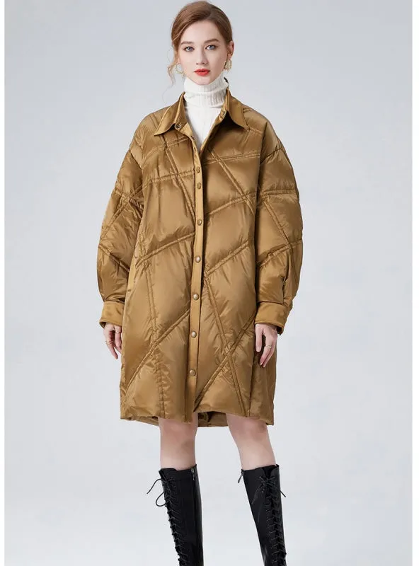 Bright Loose Mid-length Autumn and Winter Coat