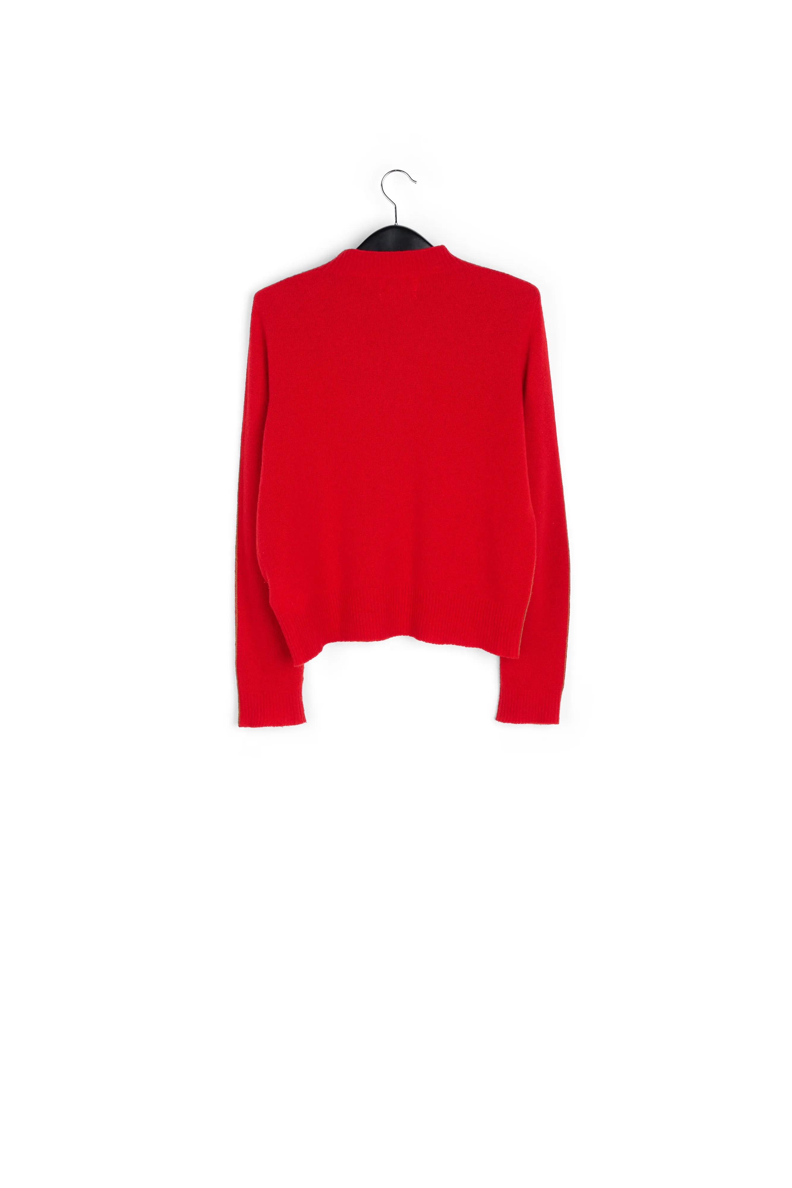 Brown and red merino-cashmere knit sweater