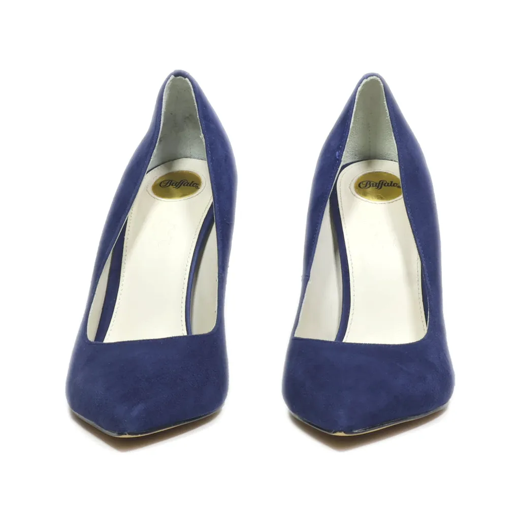 Buffalo Kitten Heels Suede Blue Colour For Women