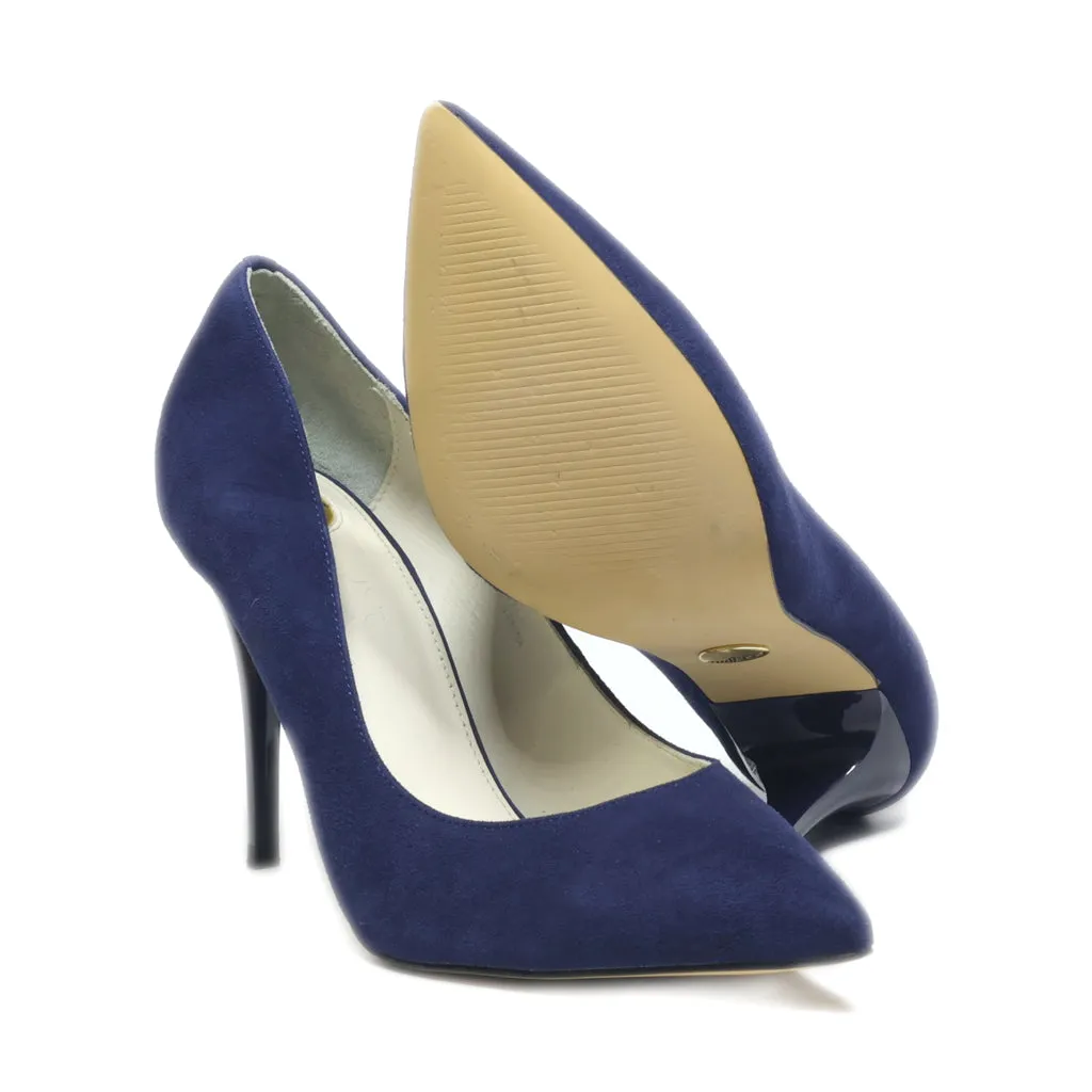 Buffalo Kitten Heels Suede Blue Colour For Women