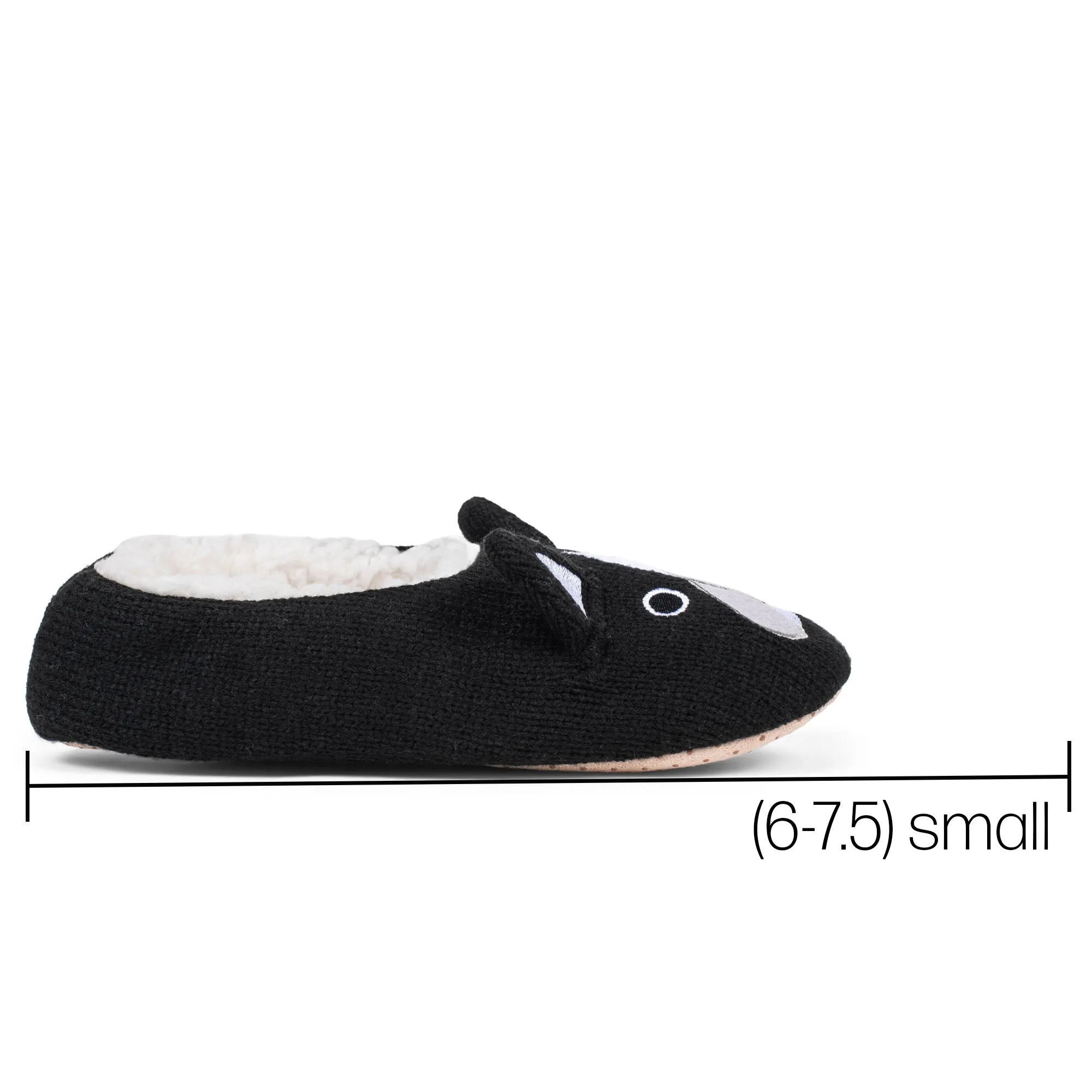 Bulldog Black Women's Animal Cozy Plush Lined Non Slip Fuzzy Slipper - Small