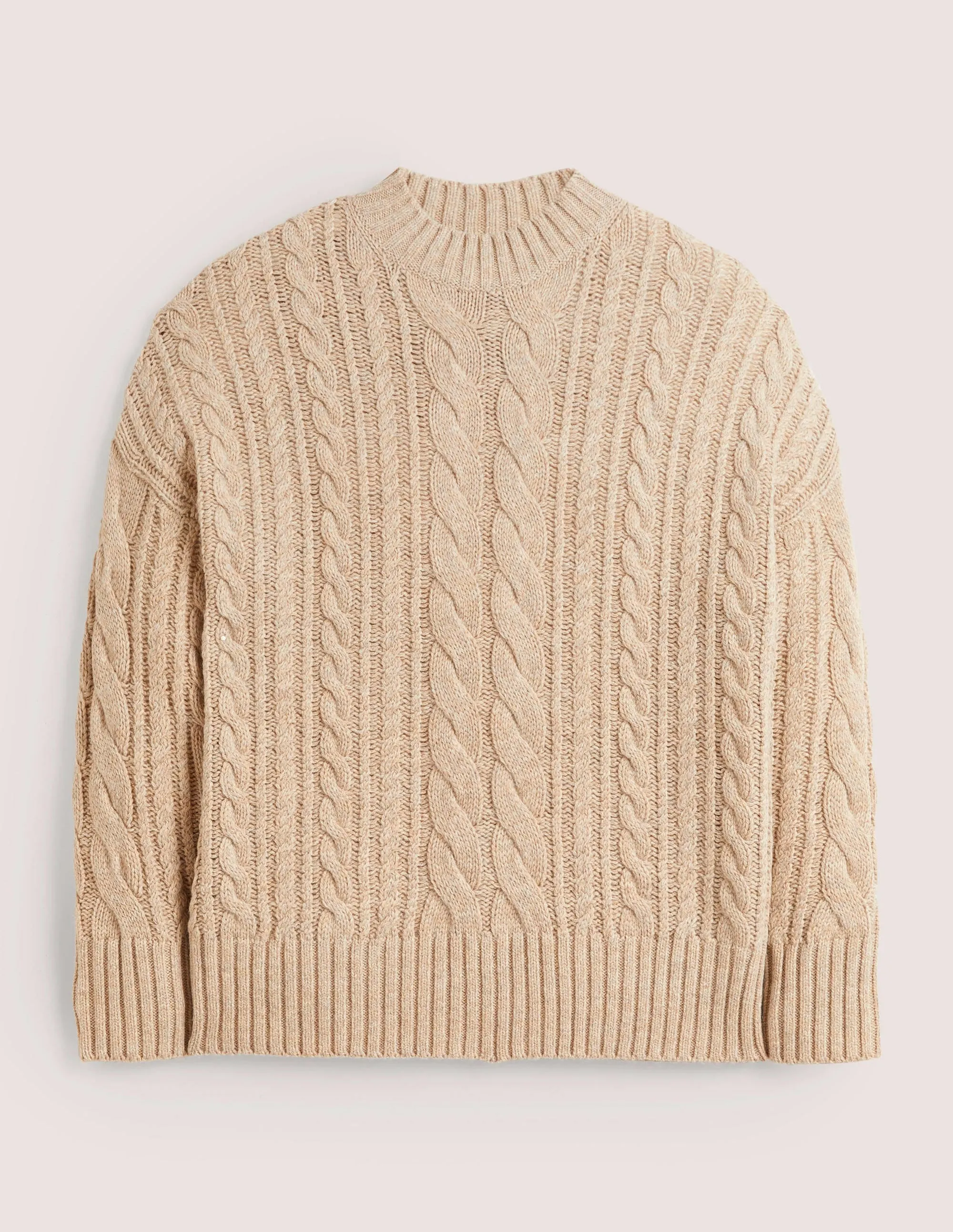 Cable Knit Jumper-Chinchilla Melange