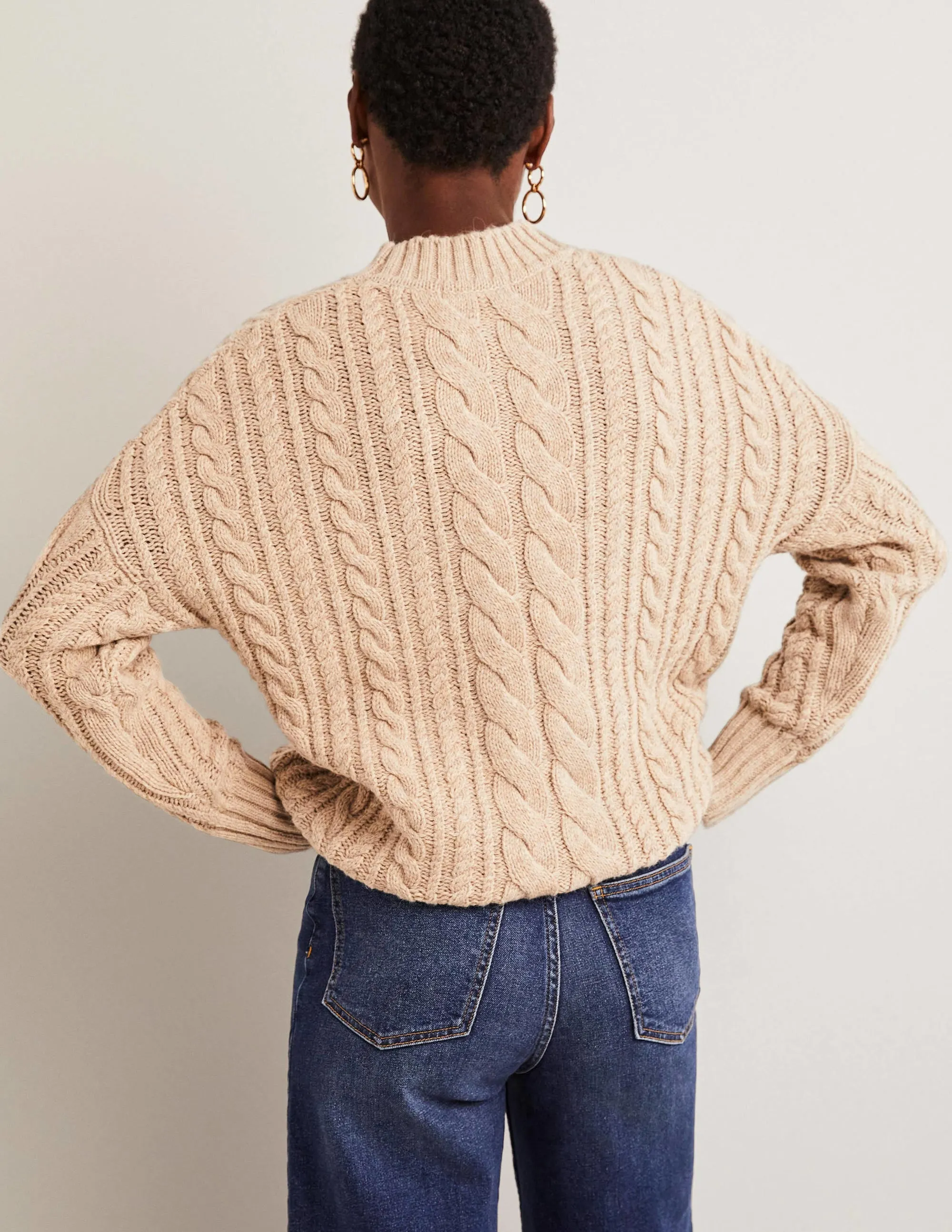 Cable Knit Jumper-Chinchilla Melange