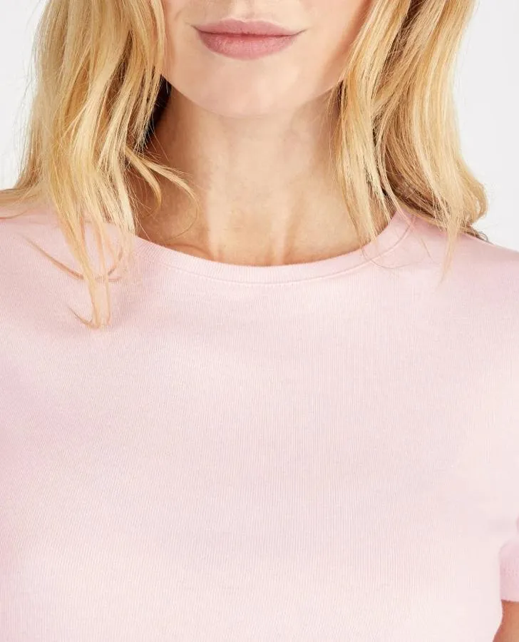 Camellia Pink Perfect Crew Neck Tee Shirt