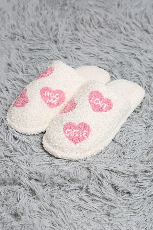 Candy Heart Soft Home Indoor Floor Slippers- Pink