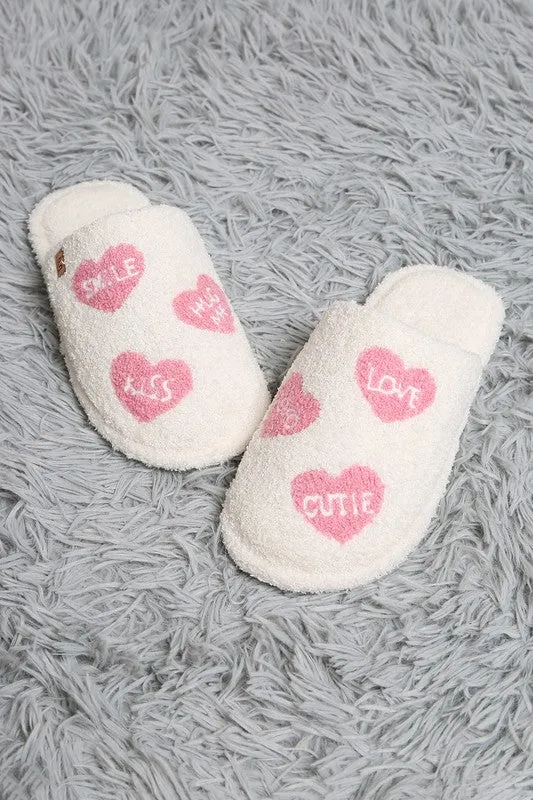 Candy Heart Soft Home Indoor Floor Slippers- Pink