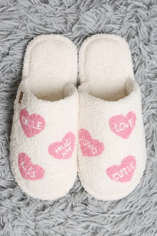 Candy Heart Soft Home Indoor Floor Slippers- Pink