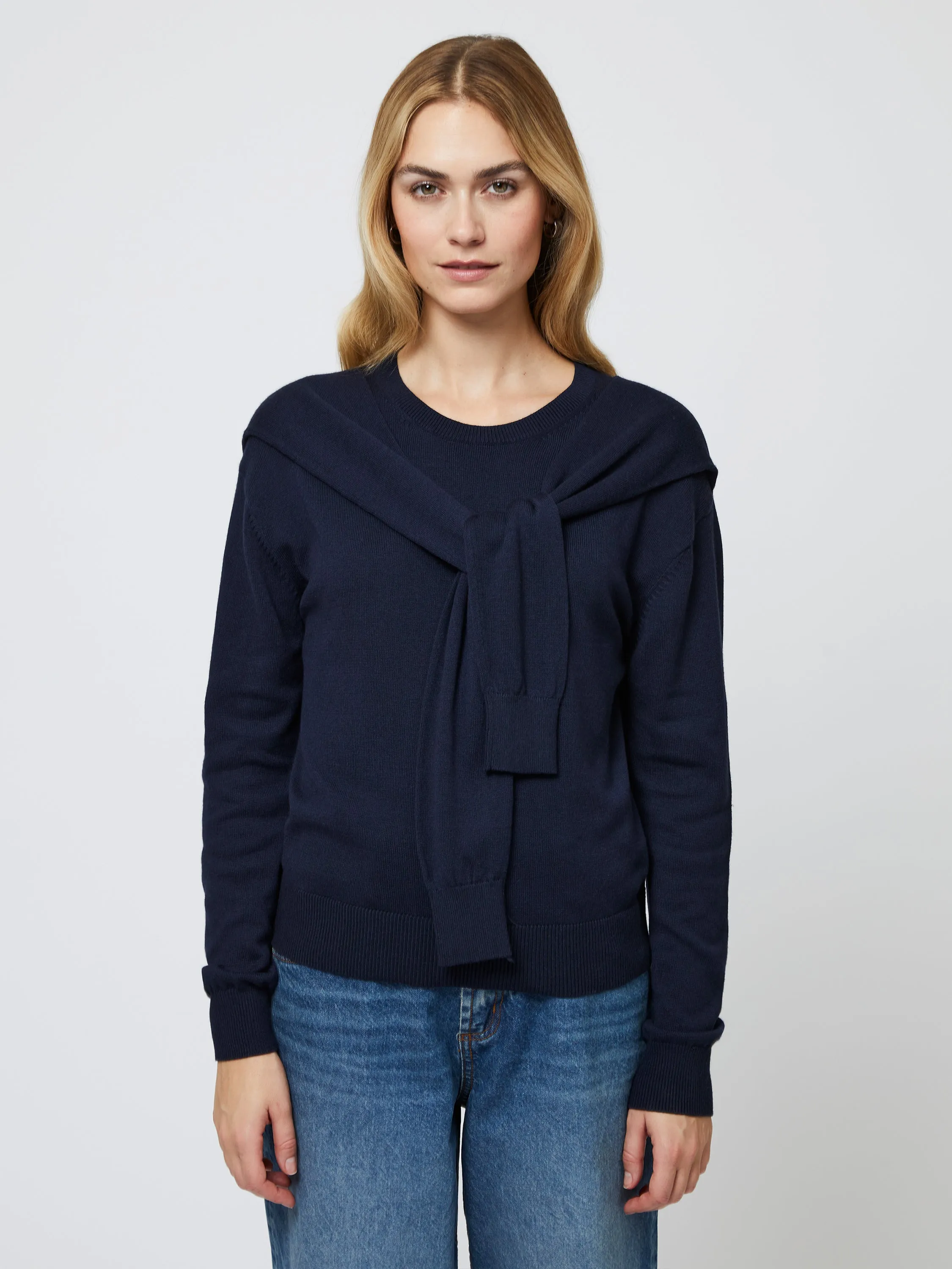 Cashmere Blend Tie Sweater