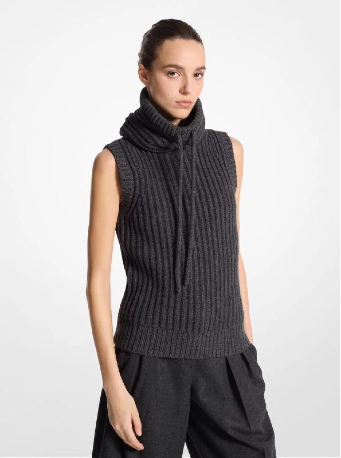 Cashmere Sleeveless Funnel-Neck Sweater