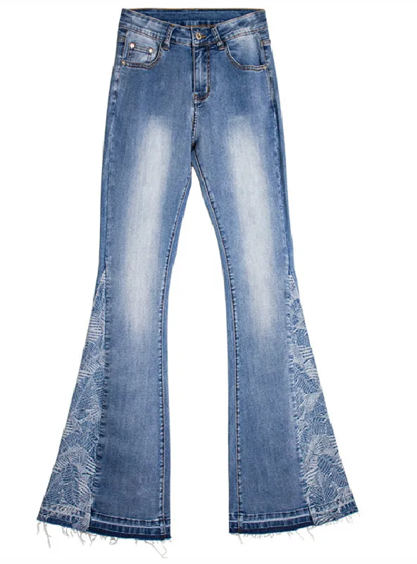 Casual Wide-leg Flared Trousers Jeans