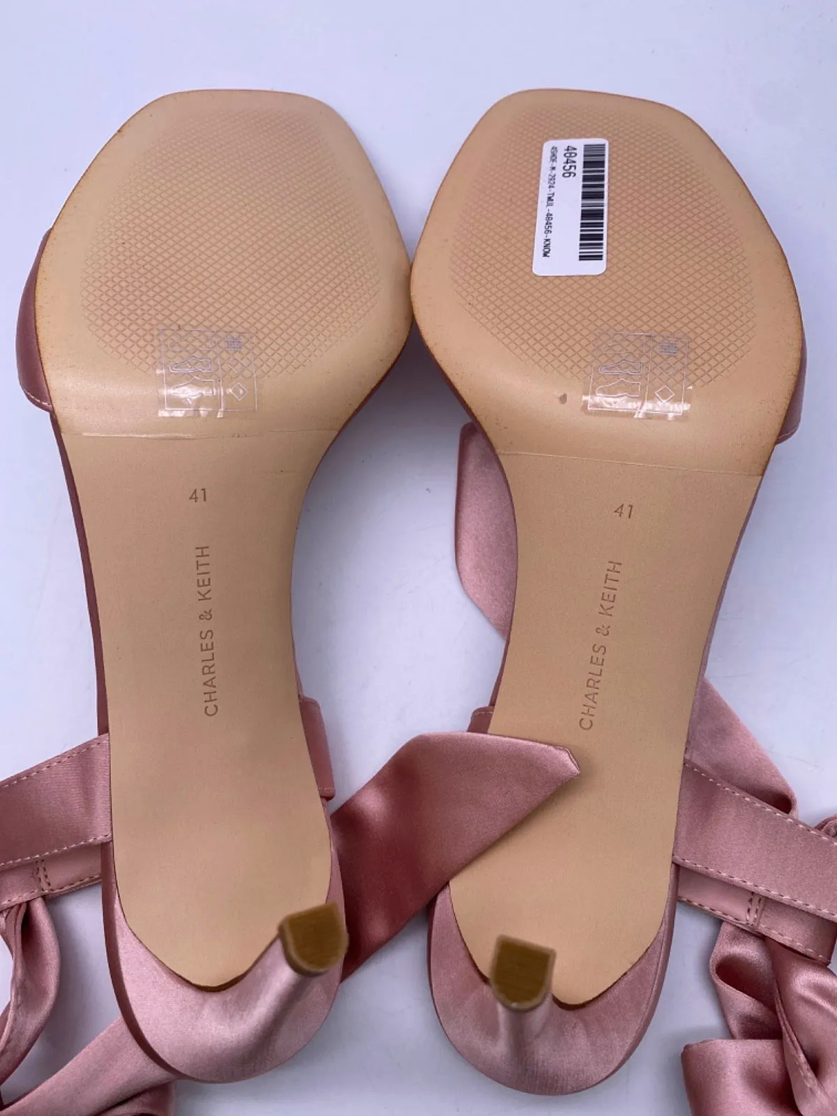 Charles & Keith Pink Satin Bow Heels EU 41 UK 8