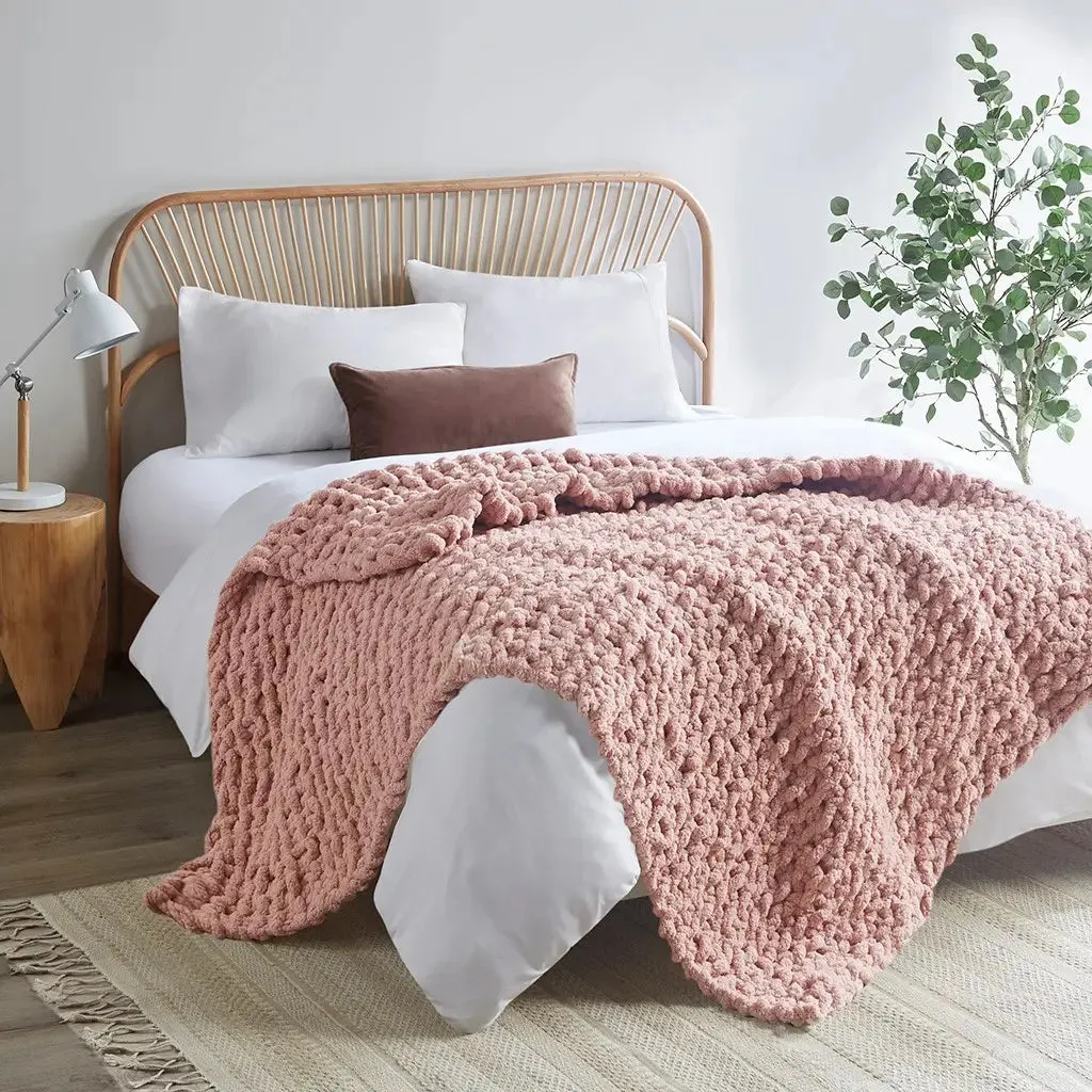 Chenille Chunky Knit Throw Blanket