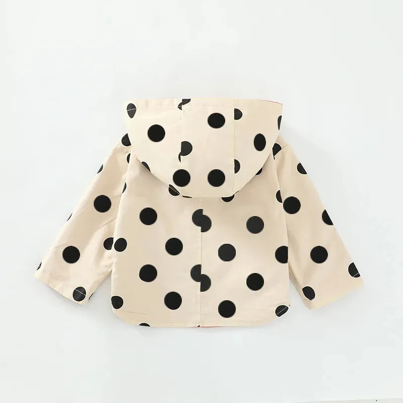 Children Jackets Girls Double Sided Outerwear Toddler Sport Coats Kids Hooded Clothing Spring Fall Boys Polka Dot Trench Coat