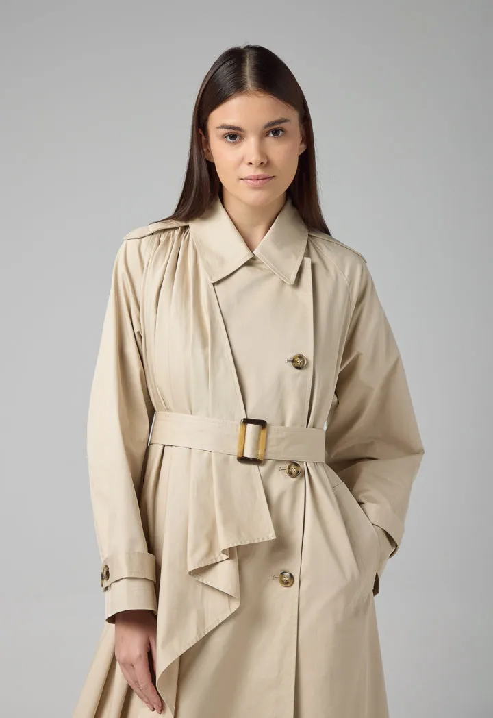 Choice Oversized Trench Coat With Shirt Collar Beige