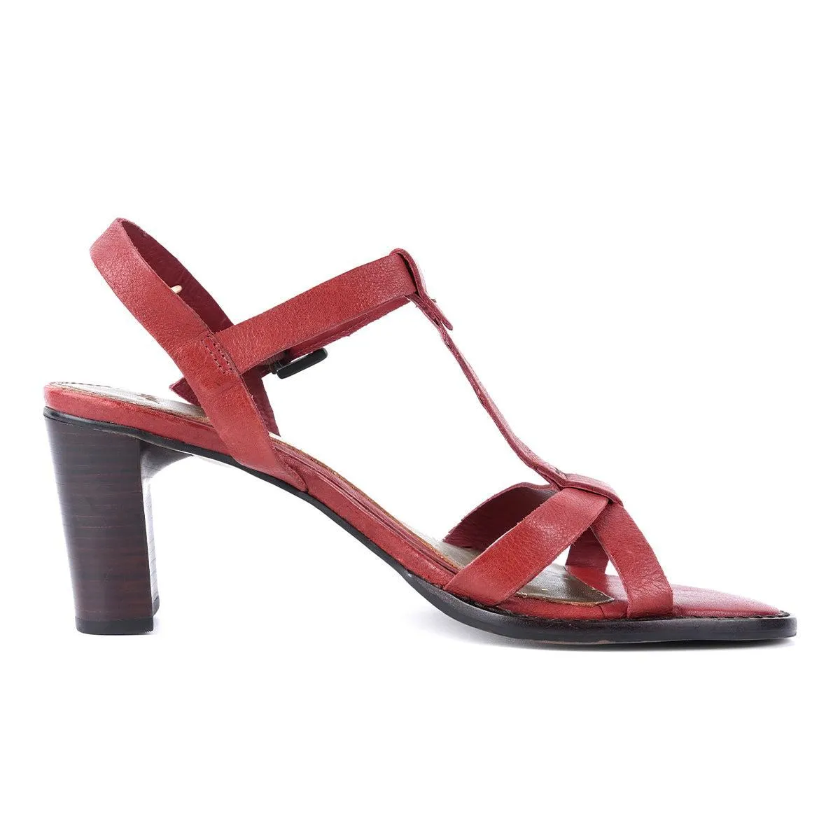 Clarks Ankle Strap High-Heel Shoes Leather Red Colour For Women